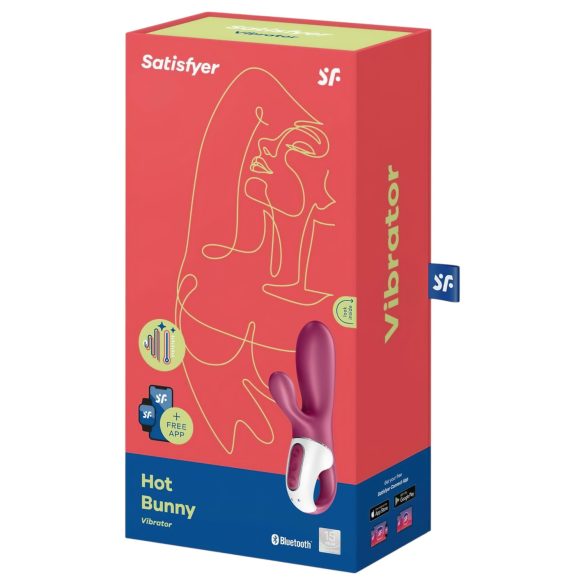 Satisfyer Hot Bunny - vibratore riscaldante con stimolatore clitoride - rosso