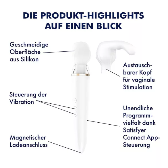 Satisfyer Double Wand-er - massaggiatore vibrante intelligente - bianco
