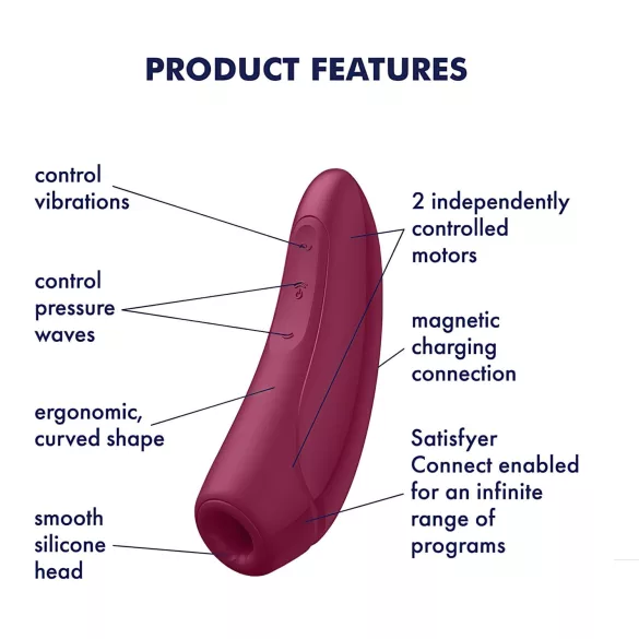 Satisfyer Curvy 1+ - stimolatore clitorideo onde d’aria smart - rosso