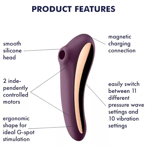 Satisfyer Dual Kiss - vibratore 2 in 1 per vagina e clitoride (viola)