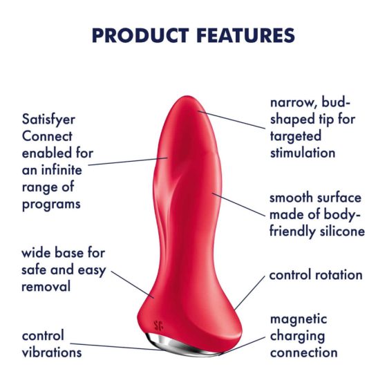 Plug Anale Rotante Satisfyer 1 - Vibratore anale con perle rotanti ricaricabile (rosso)