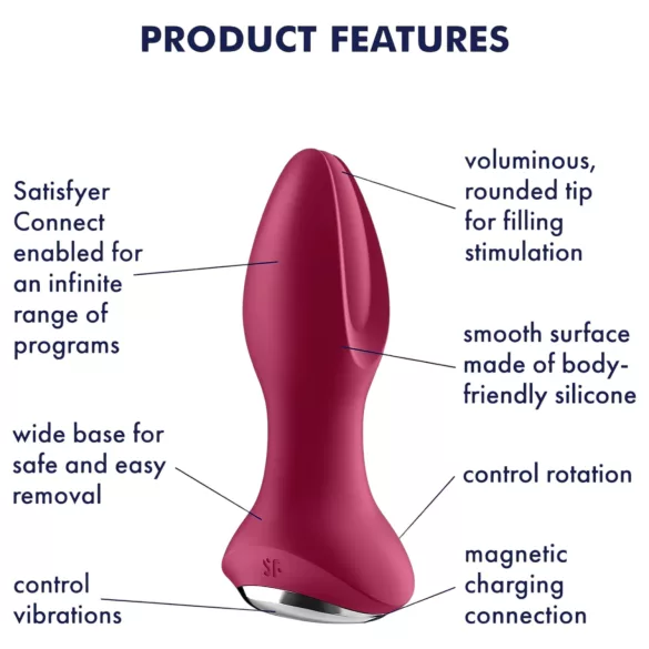 Satisfyer Rotator Plug 2 - vibratore anale rotante ricaricabile con perle