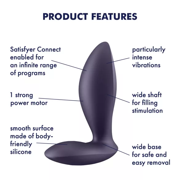 Satisfyer Power Plug - vibratore anale smart - silicone viola