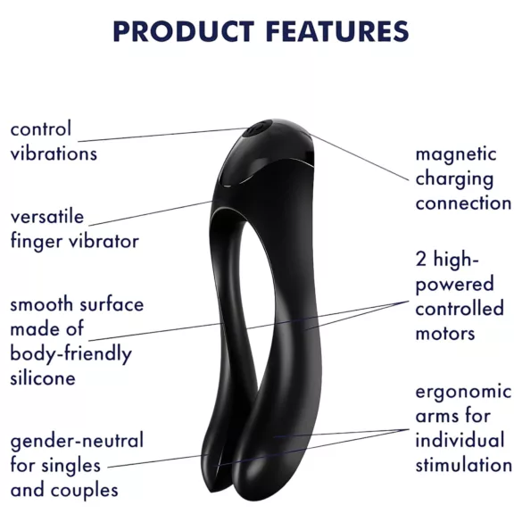 Satisfyer Candy Cane - vibratore doppio ricaricabile impermeabile - nero