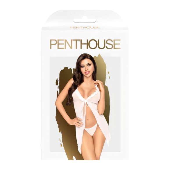 Penthouse After Sunset - babydoll trasparente e tanga (bianco) - M/L