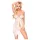 Penthouse - babydoll set sexy - trasparente con rose - bianco - M/L