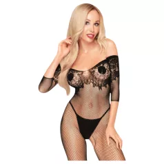   Penthouse High Profil - body a fiori - spalle scoperte - nero - XL