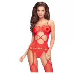   Penthouse - completo intimo rete aperta ondulata - rosso - XL
