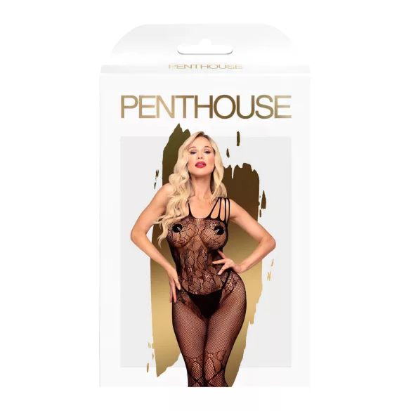 Penthouse Dirty Mind - catsuit aperto - rete nera - XL