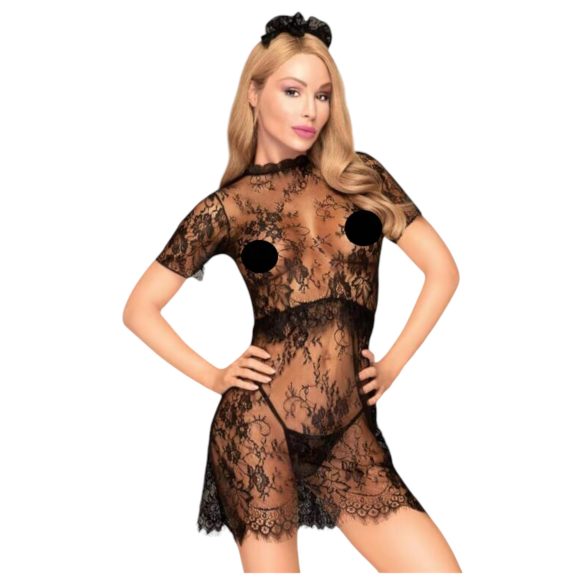 Abito Penthouse Poison Cookie - pizzo, perizoma e accessorio per capelli (nero) - M/L