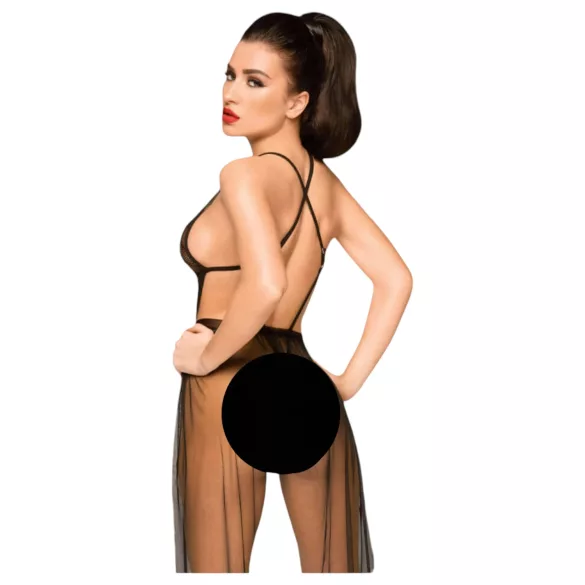 Penthouse Best Forplay - body in pizzo con velo tulle - nero - M/L