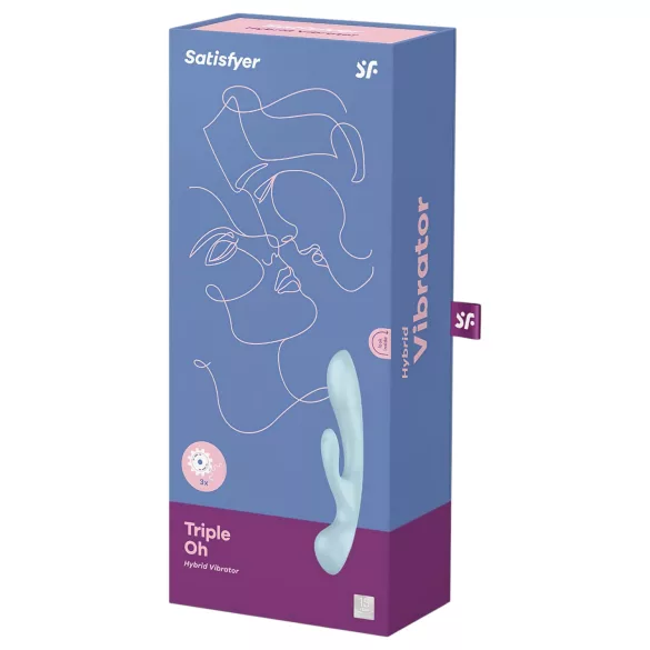 Satisfyer Triple Oh - vibratore ricaricabile con braccio per il clitoride (blu)