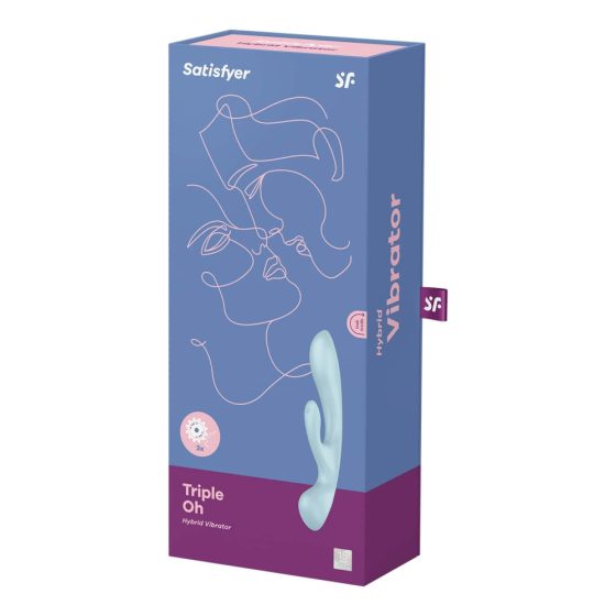 Satisfyer Triple Piacere - Vibratore Ricaricabile con Stimolatore Clitorideo (Blu)