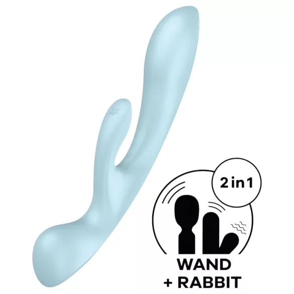 Satisfyer Triple Oh - vibratore ricaricabile con braccio per il clitoride (blu)