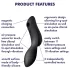 Satisfyer Curvy Trinity 2 - succhiare clitoride e vibratore 2in1 - nero