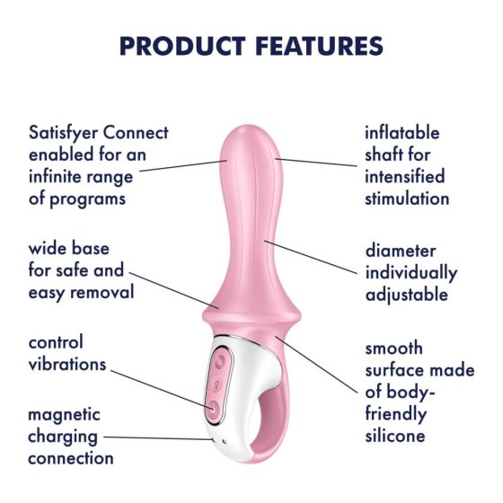 Satisfyer Air Pump Booty 5 - vibratore anale ricaricabile e gonfiabile intelligente (rosa)