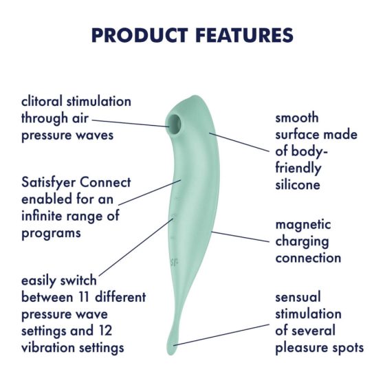 Satisfyer Twirling Pro - vibratore per clitoride ricaricabile e intelligente 2in1 (menta)