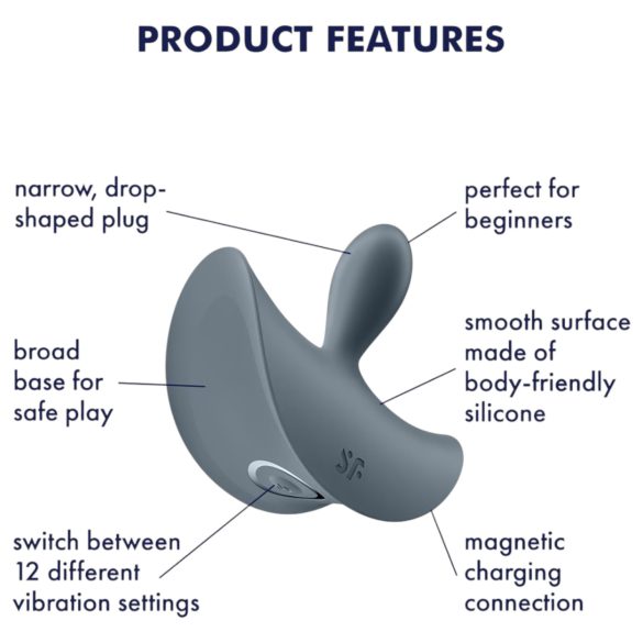 Satisfyer - vibratore anale per principianti - silicone grigio