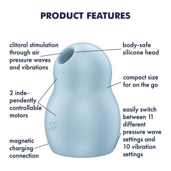 Stimolatore Clitorideo Satisfyer Pro To Go 1 - Ricaricabile con Onde d'Aria e Vibrazione (Blu)