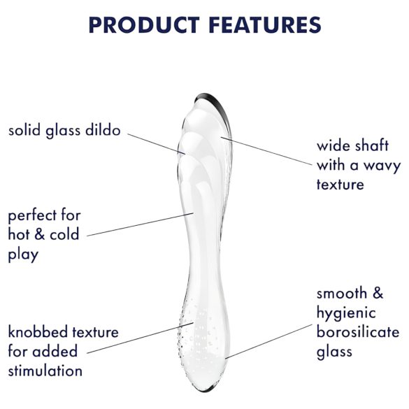 Satisfyer Dazzling Crystal 1 - dildo doppia testa in vetro trasparente