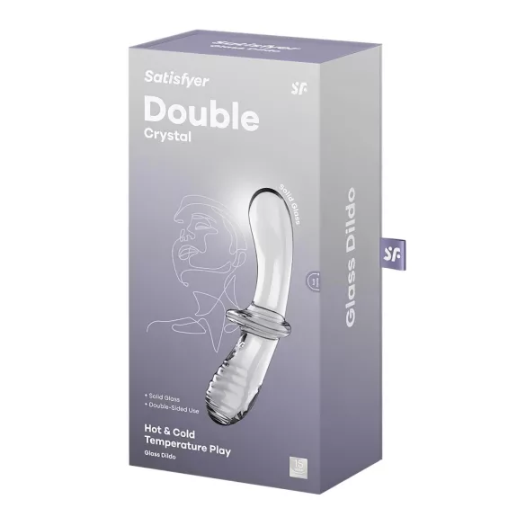 Satisfyer Double Crystal - dildo doppia estremità - vetro trasparente