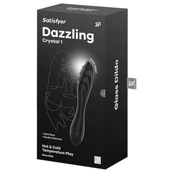 Satisfyer Dazzling Crystal 1 - dildo doppia punta in vetro - nero
