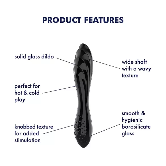 Satisfyer Dazzling Crystal 1 - dildo doppia punta in vetro - nero