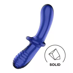   Satisfyer Double Crystal - dildo doppia estremità - vetro blu