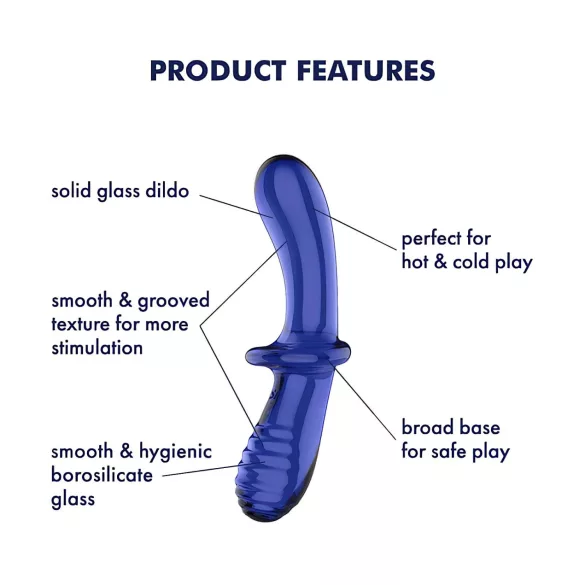 Satisfyer Double Crystal - dildo doppia estremità - vetro blu