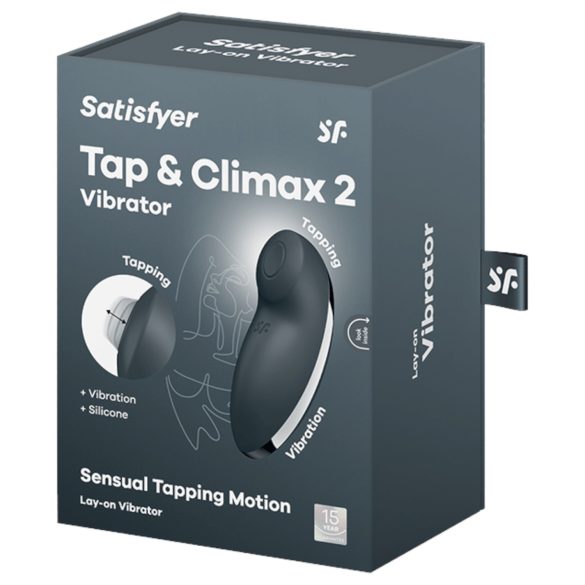 Satisfyer Tap & Climax 2 - vibratore clitoride 2in1 - silicone grigio