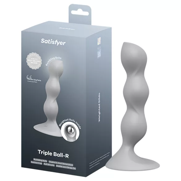 Satisfyer Triple Ball-R - dildo anale con perle - silicone grigio