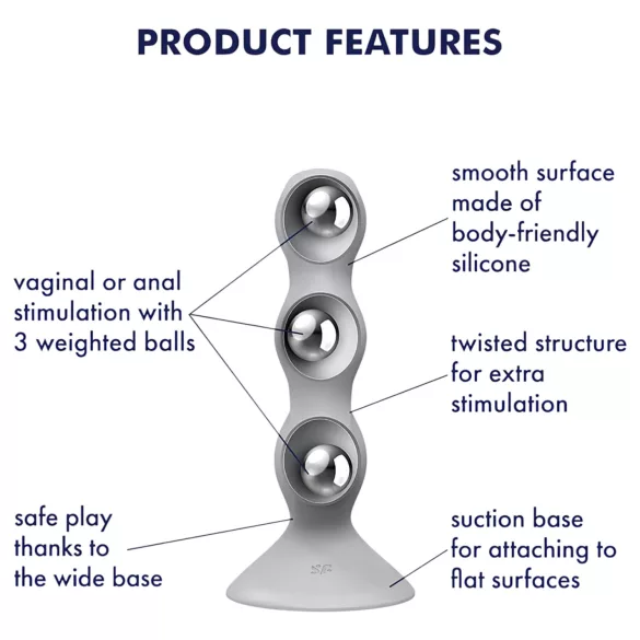 Satisfyer Triple Ball-R - dildo anale con perle - silicone grigio