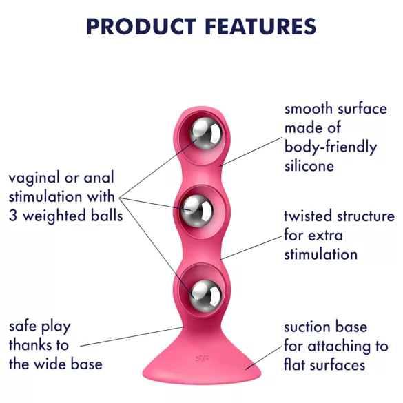 Satisfyer Triple Ball-R - vibratore anale con sfere - silicone rosa