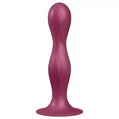   Satisfyer Double Ball-R - dildo con ventosa e peso - silicone rosso