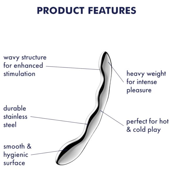 Satisfyer Cosmic Crest 2 - dildo anale acciaio ondulato - argento