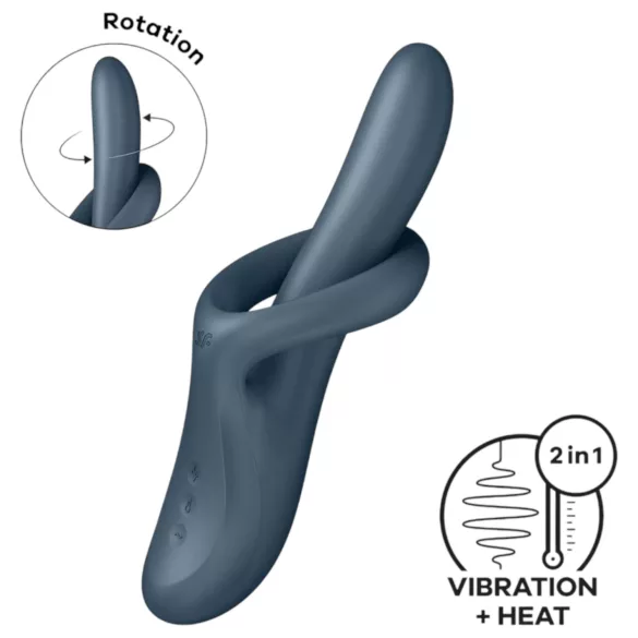 Satisfyer Heat Flex 4 - vibratore rabbit riscaldante - silicone grigio