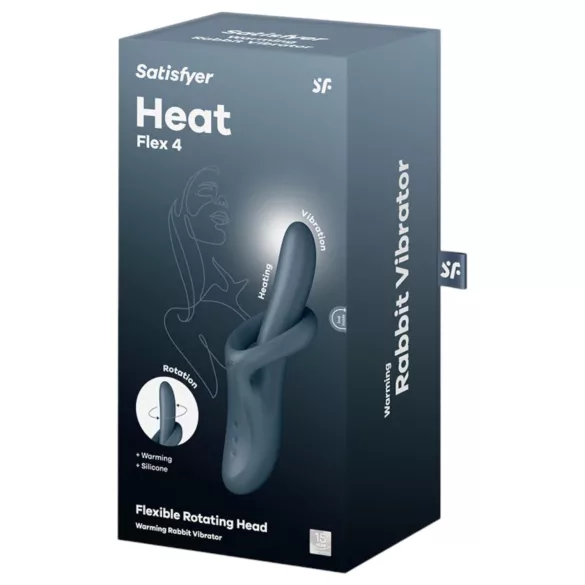 Satisfyer Heat Flex 4 - vibratore rabbit riscaldante - silicone grigio