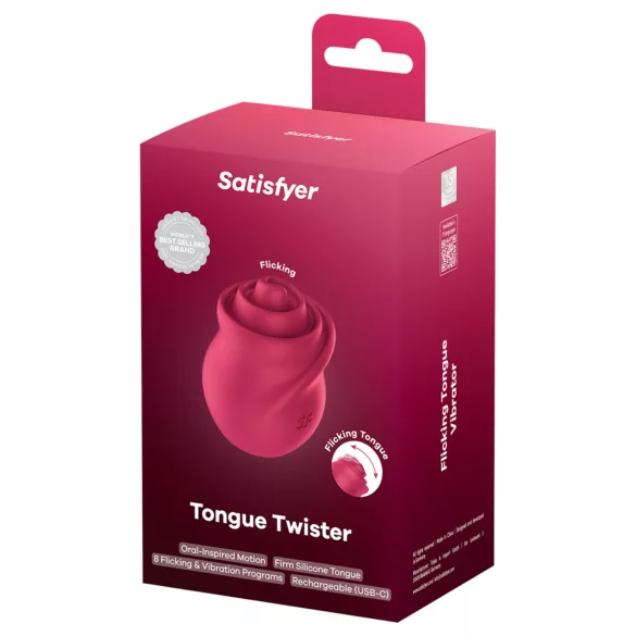 Satisfyer Tongue Twister - vibratore clitorideo lingua rotante - silicone rosa