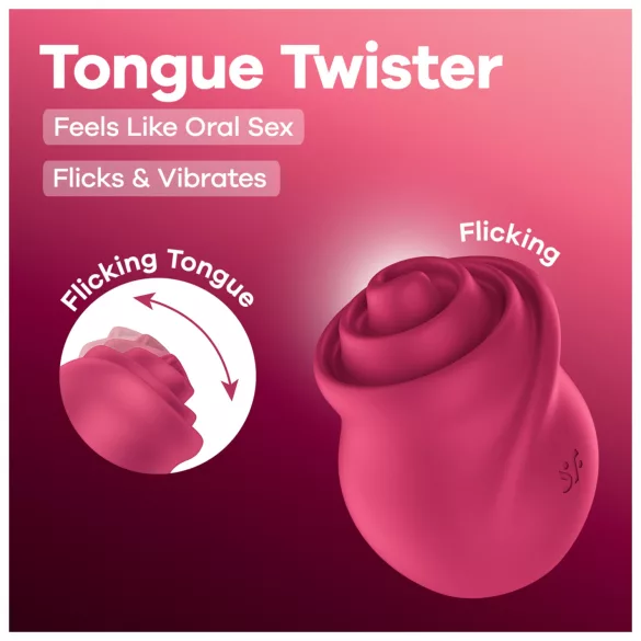 Satisfyer Tongue Twister - vibratore clitorideo lingua rotante - silicone rosa