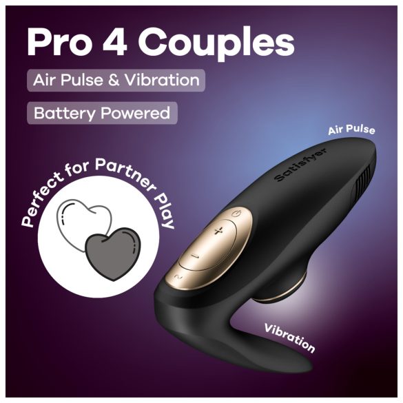 Satisfyer Pro 4 Couples - vibratore coppia onde d’aria - nero