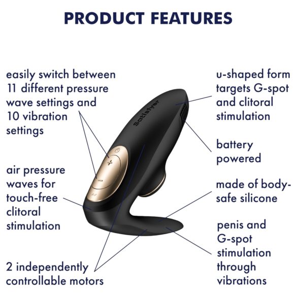 Satisfyer Pro 4 Couples - vibratore coppia onde d’aria - nero