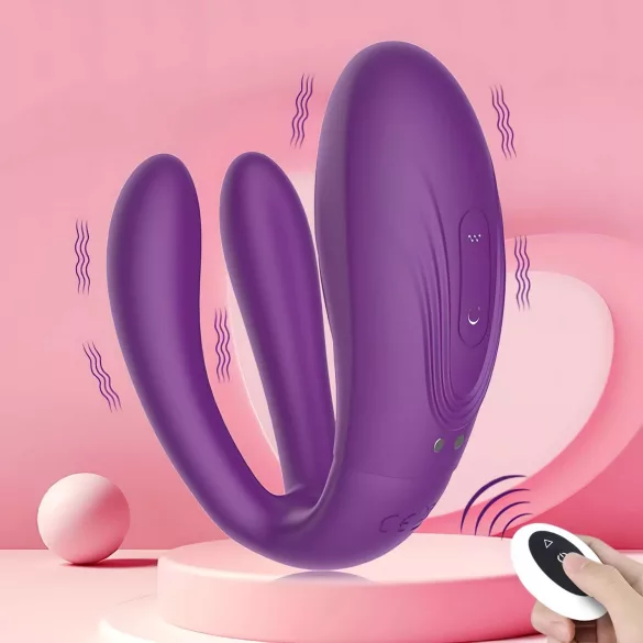 Mrow - vibratore di coppia ricaricabile impermeabile 3 motori viola