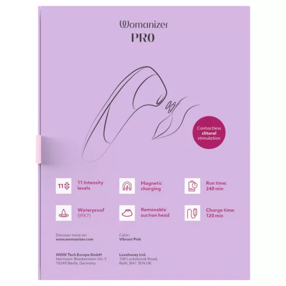 Womanizer Pro - stimolatore clitorideo a onde d’aria - rosa