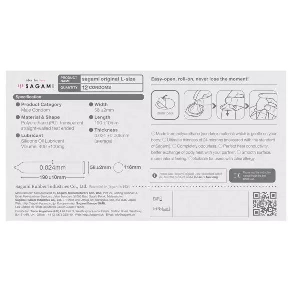 Sagami Original 0.02 L - preservativo - 58mm - confezione da 6