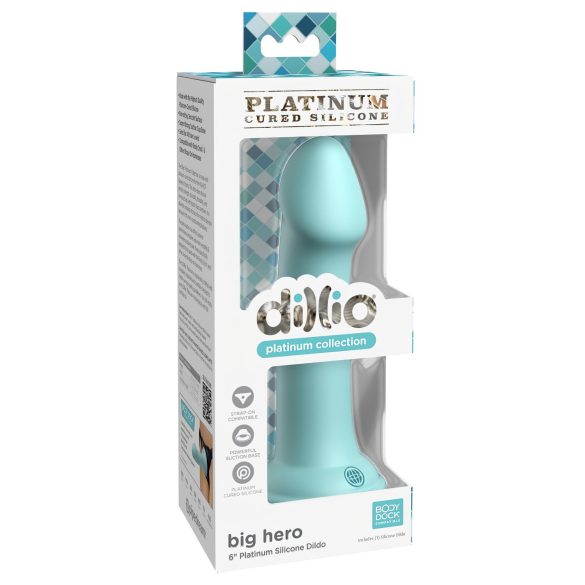 Dillio Big Hero - Dildo ventosa (17cm) - Turchese