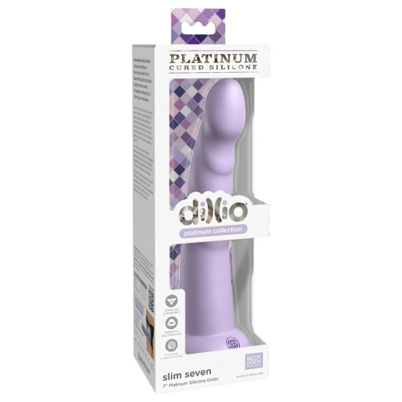 Dillio Slim Seven - Dildo stimolante con ventosa (20 cm) - Viola