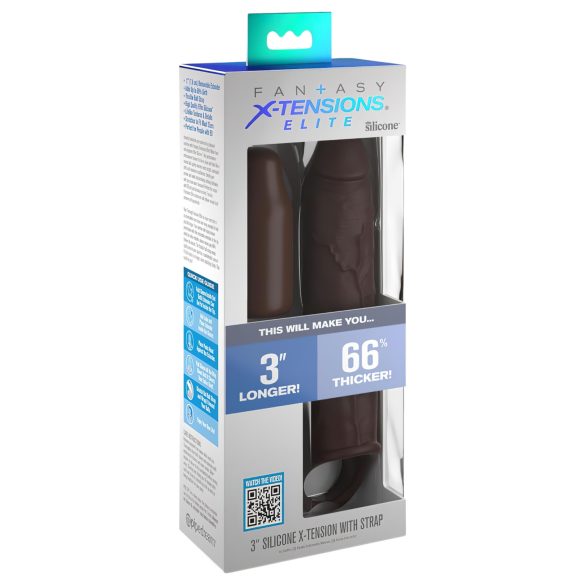 X-TENSION Elite 3 - guaina pene con anello - silicone marrone