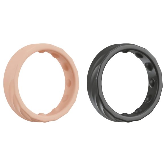 You2Toys 4in1 - Set Anelli per Pene e Testicoli (Naturale-Nero)