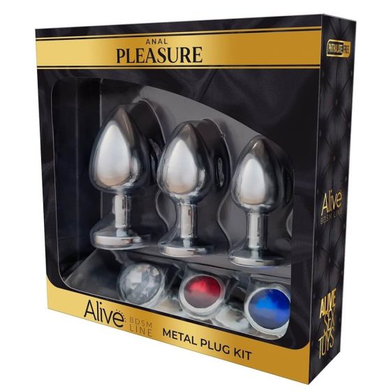 Set di plug anali in metallo con gemme - Alive Anal Pleasure" (argento)"