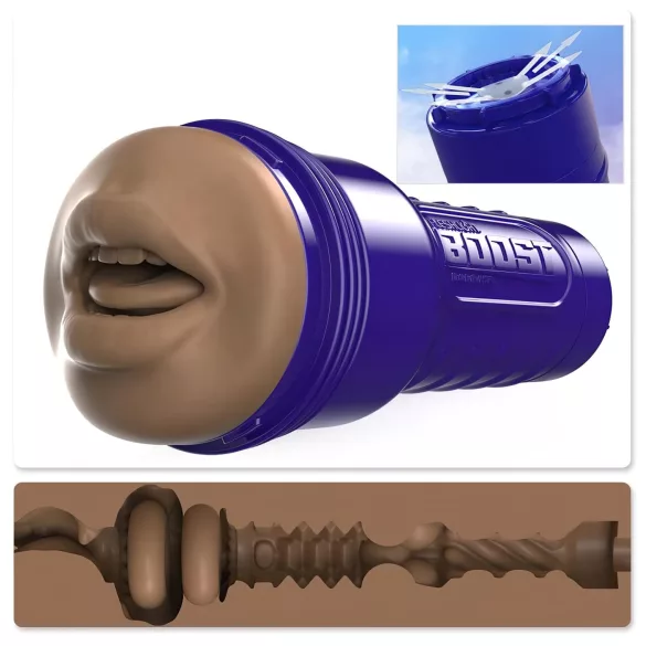 Fleshlight Boost Blow - masturbatore bocca realistica - marrone